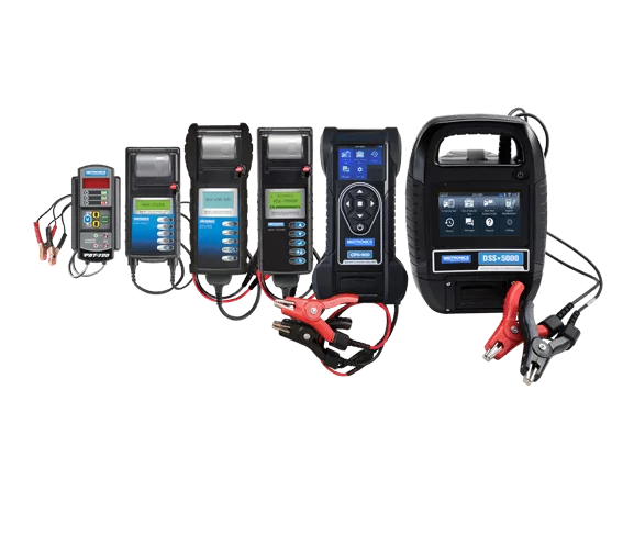 A range of Midtronics battery testers