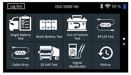 Midtronics DSS-5000 HD menu screen